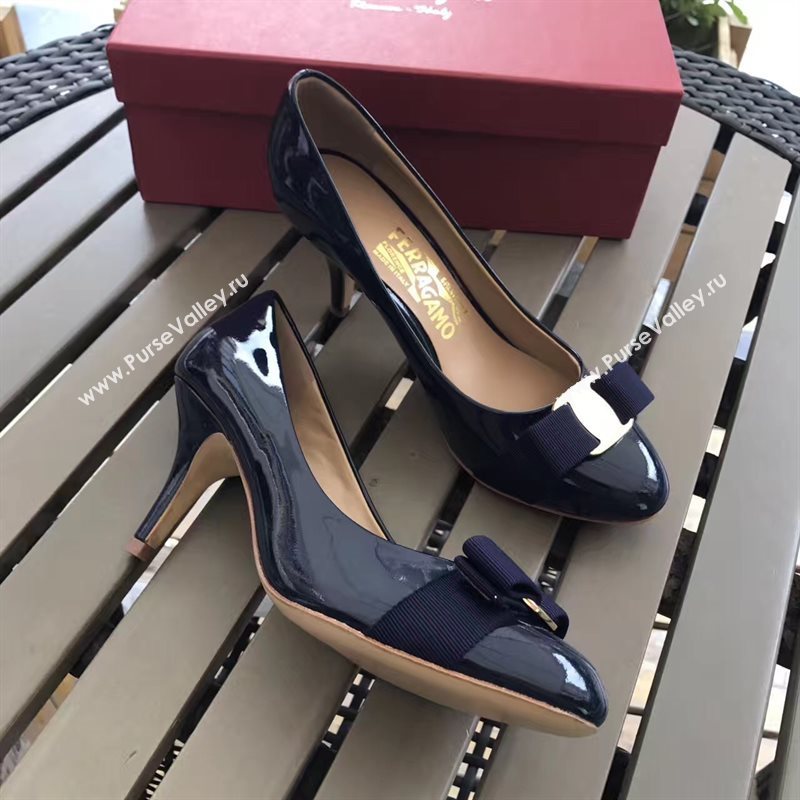 Ferragamo 7cm heels sandals navy paint shoes 4297