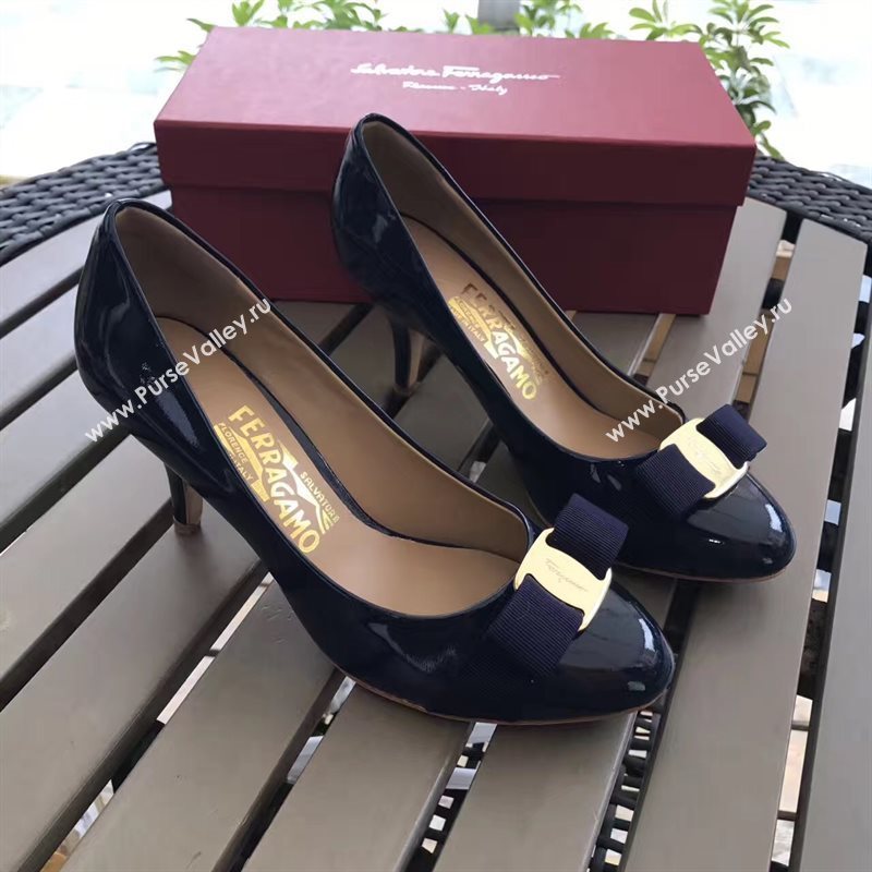 Ferragamo 7cm heels sandals navy paint shoes 4297