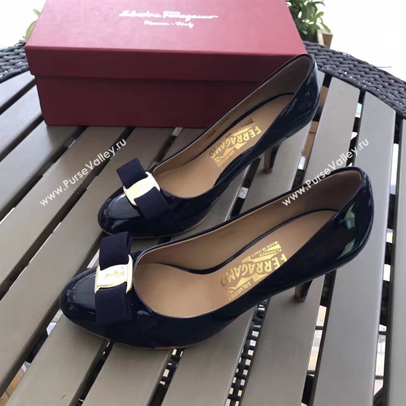 Ferragamo 7cm heels sandals navy paint shoes 4297