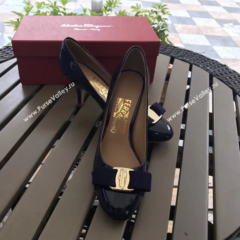Ferragamo 7cm heels sandals navy paint shoes 4297
