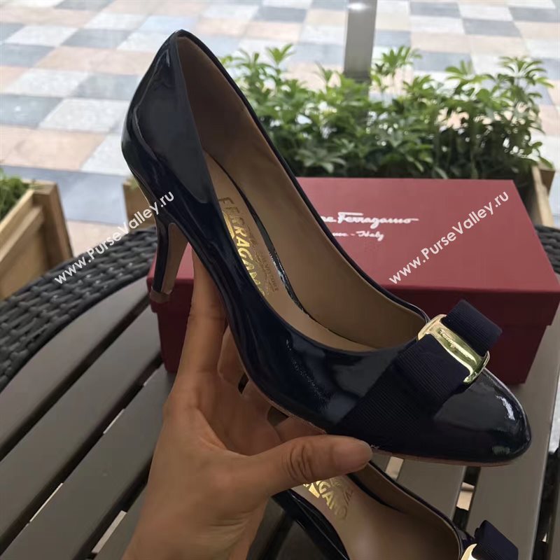 Ferragamo 7cm heels sandals navy paint shoes 4297