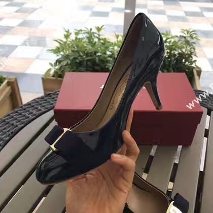 Ferragamo 7cm heels sandals navy paint shoes 4297