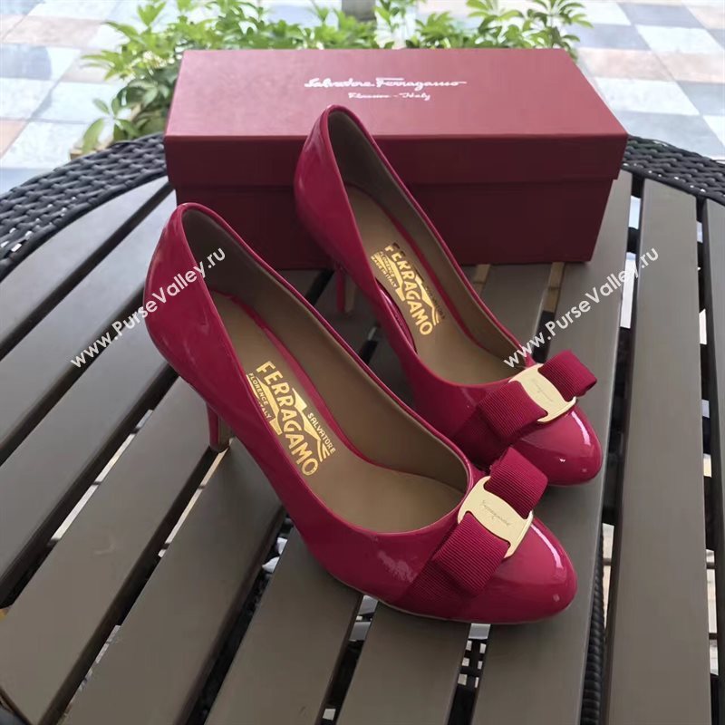Ferragamo 7cm heels sandals paint red rose shoes 4298
