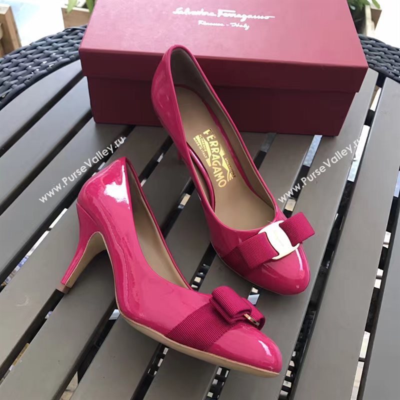 Ferragamo 7cm heels sandals paint red rose shoes 4298