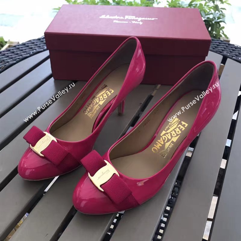 Ferragamo 7cm heels sandals paint red rose shoes 4298