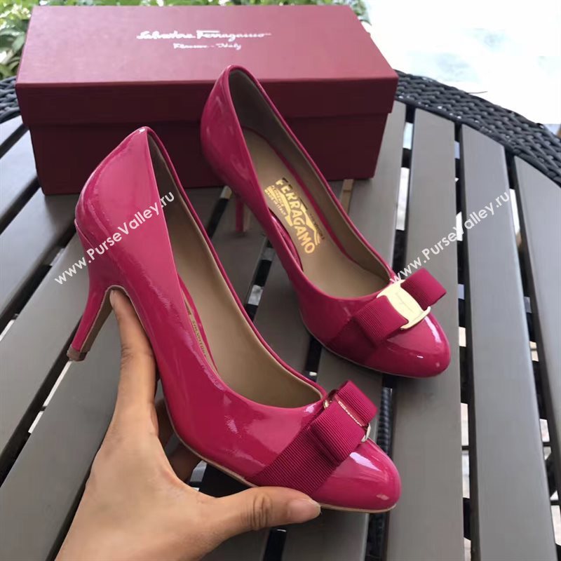 Ferragamo 7cm heels sandals paint red rose shoes 4298