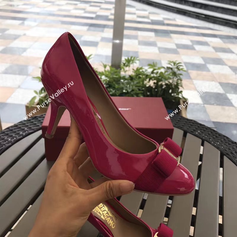Ferragamo 7cm heels sandals paint red rose shoes 4298