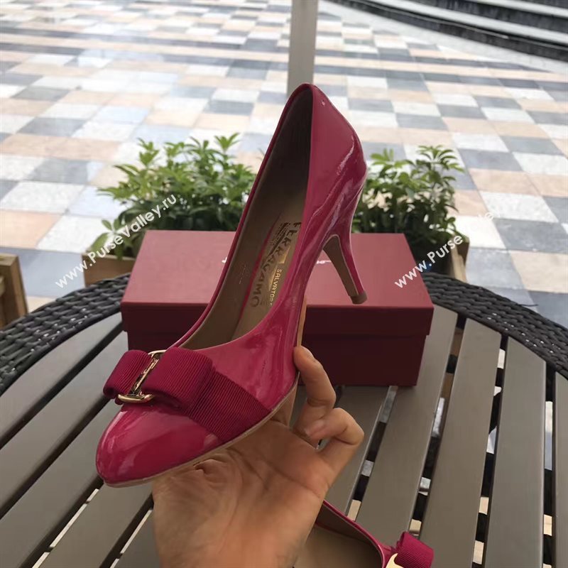 Ferragamo 7cm heels sandals paint red rose shoes 4298