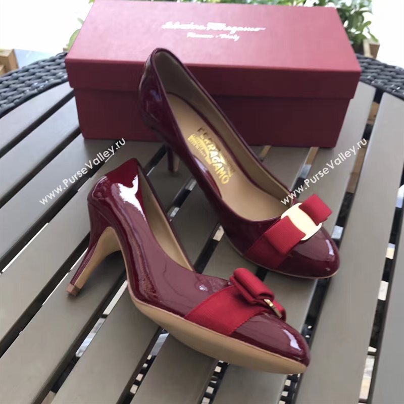 Ferragamo 7cm heels sandals wine paint shoes 4299