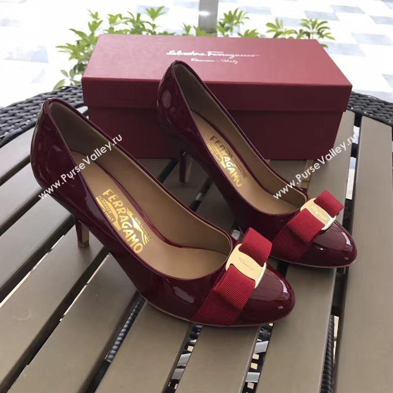Ferragamo 7cm heels sandals wine paint shoes 4299
