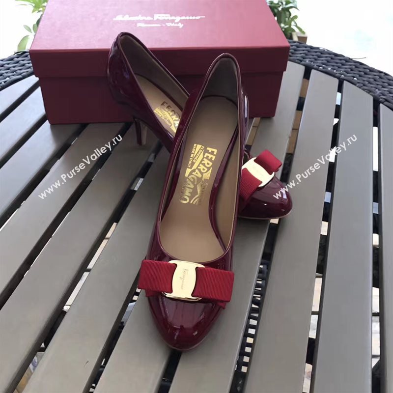 Ferragamo 7cm heels sandals wine paint shoes 4299