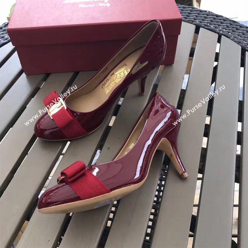 Ferragamo 7cm heels sandals wine paint shoes 4299