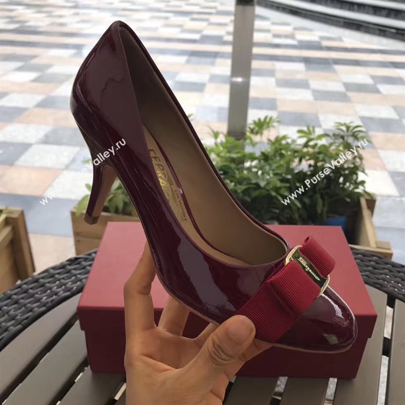 Ferragamo 7cm heels sandals wine paint shoes 4299