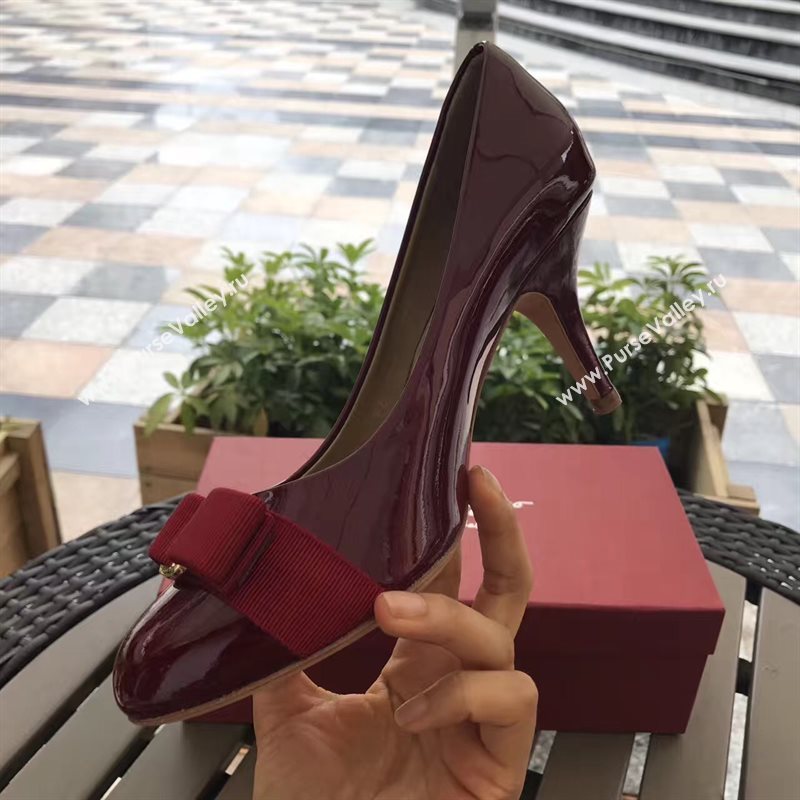 Ferragamo 7cm heels sandals wine paint shoes 4299