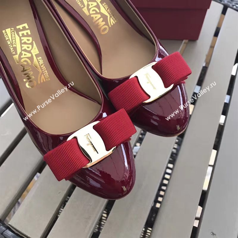 Ferragamo 7cm heels sandals wine paint shoes 4299