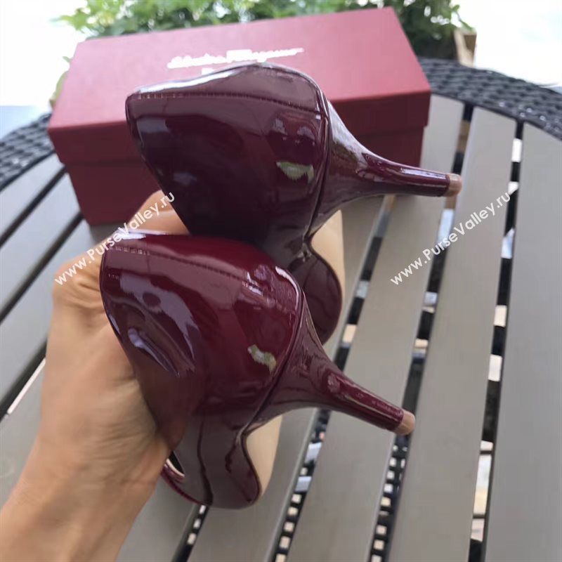 Ferragamo 7cm heels sandals wine paint shoes 4299