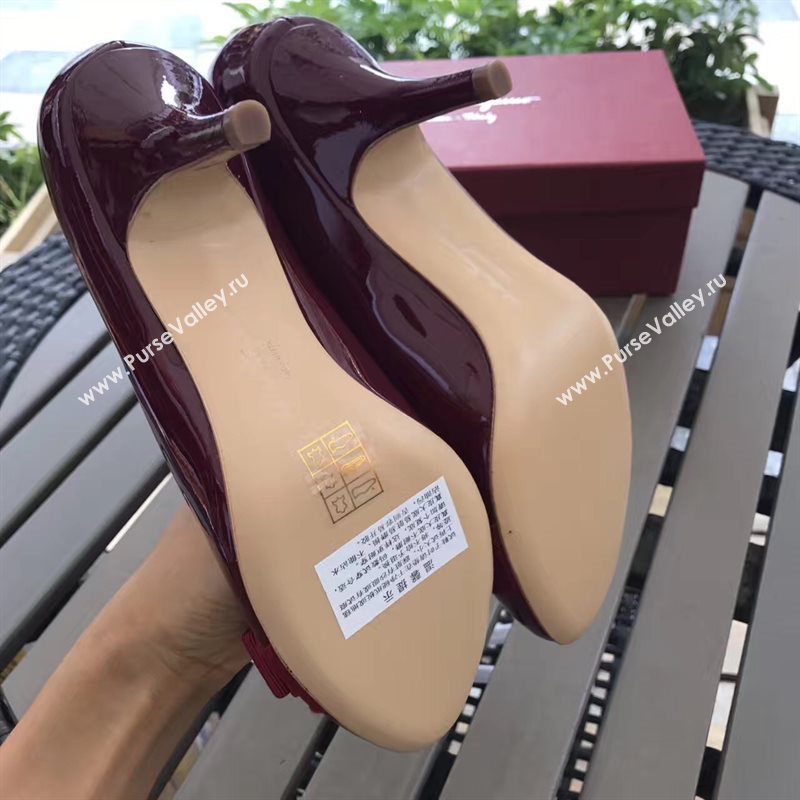 Ferragamo 7cm heels sandals wine paint shoes 4299