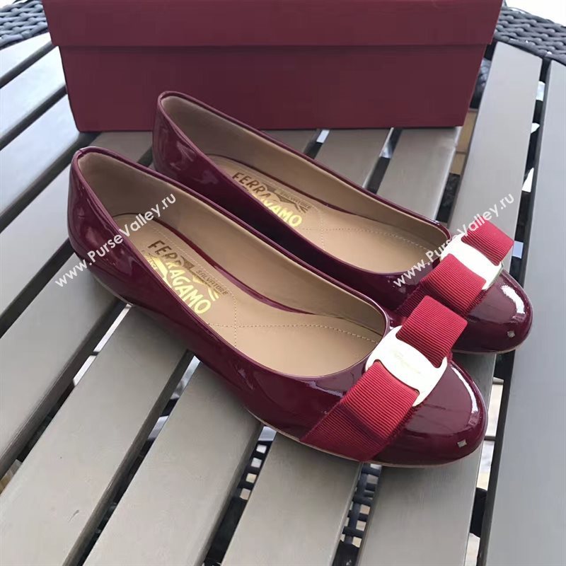 Ferragamo paint flats wine shoes 4231