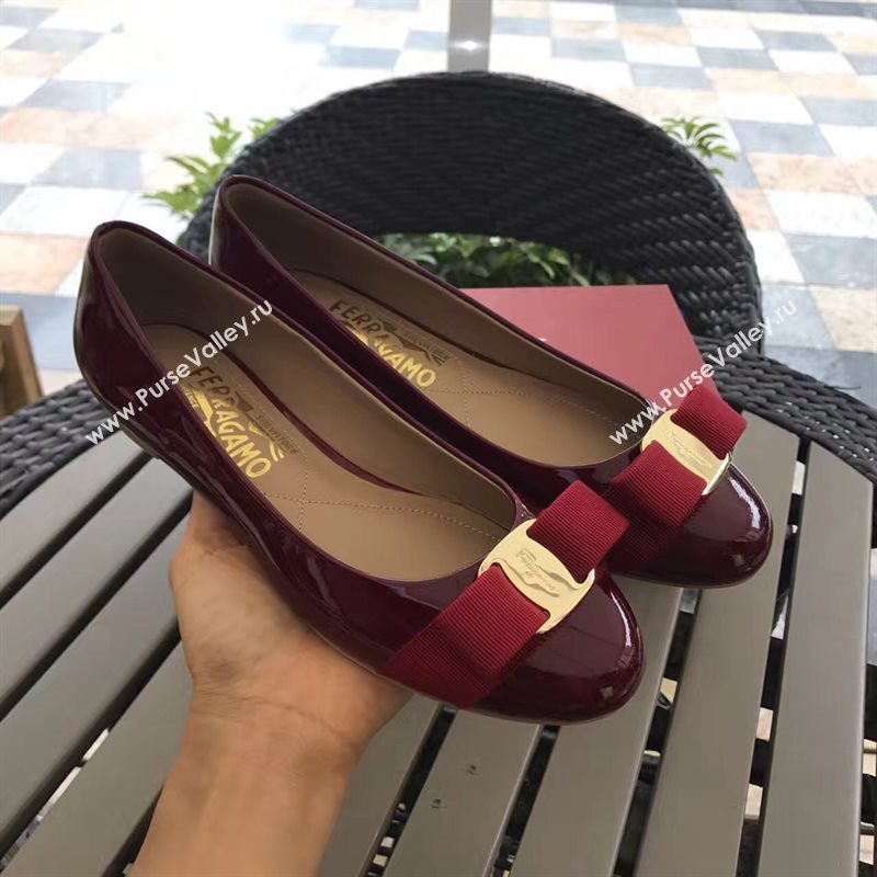 Ferragamo paint flats wine shoes 4231