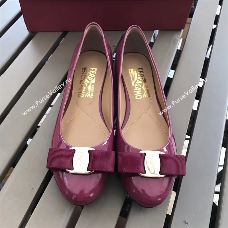 Ferragamo wine flats paint shoes 4232