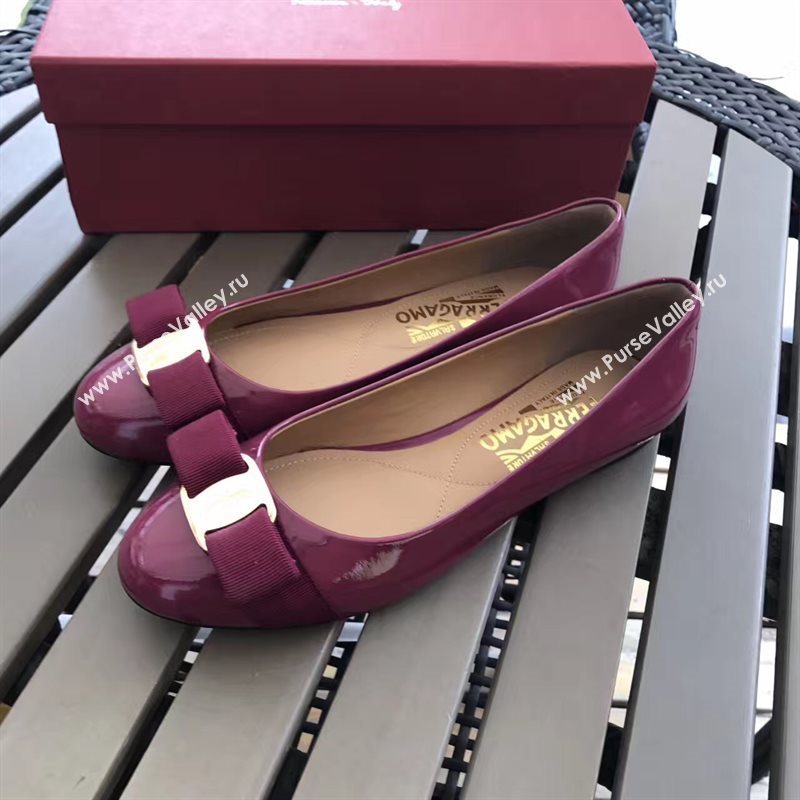 Ferragamo wine flats paint shoes 4232