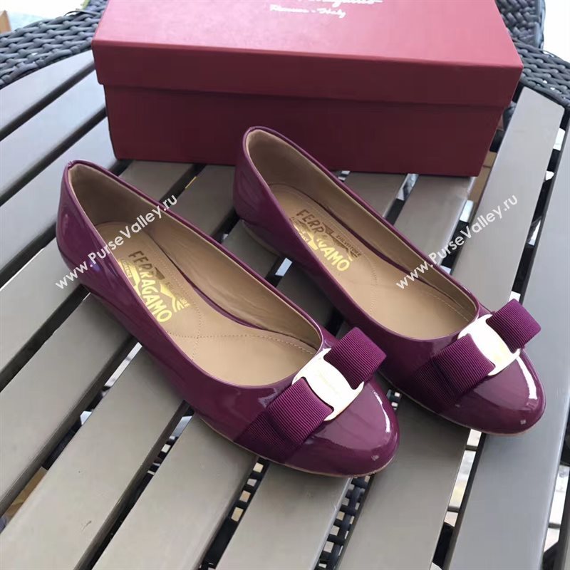 Ferragamo flats paint wine shoes 4233