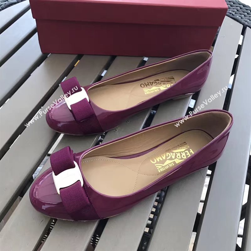 Ferragamo flats paint wine shoes 4233