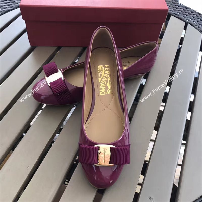 Ferragamo flats paint wine shoes 4233