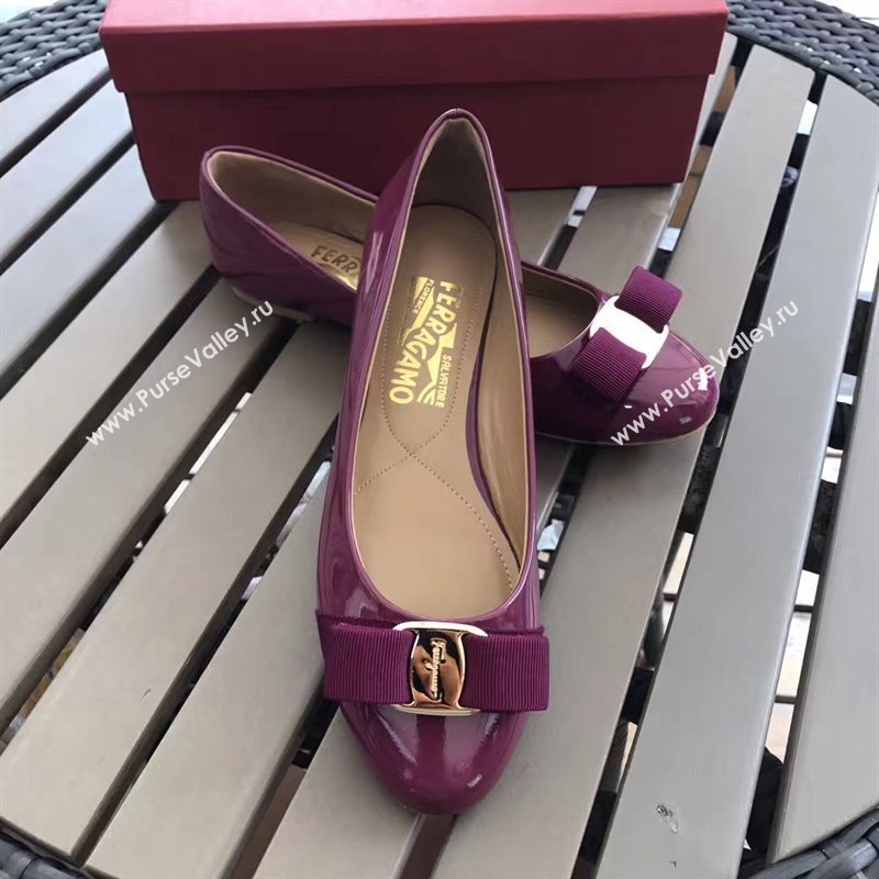 Ferragamo flats paint wine shoes 4233