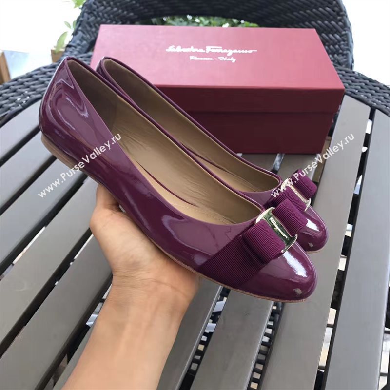 Ferragamo flats paint wine shoes 4233