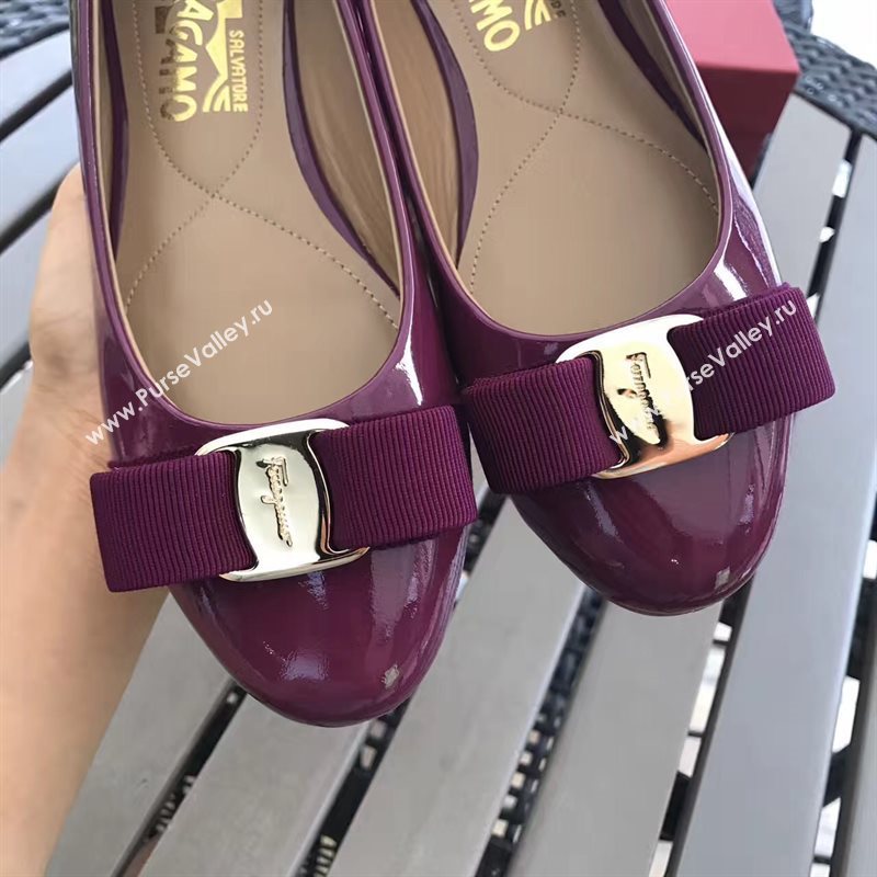 Ferragamo flats paint wine shoes 4233