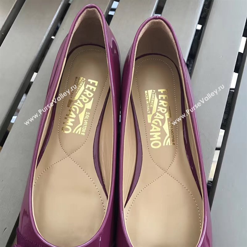 Ferragamo flats paint wine shoes 4233