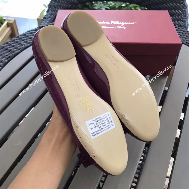 Ferragamo flats paint wine shoes 4233