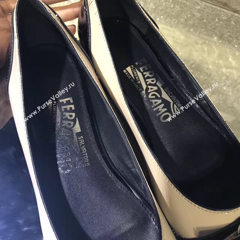 Ferragamo flats cream black v shoes 4235