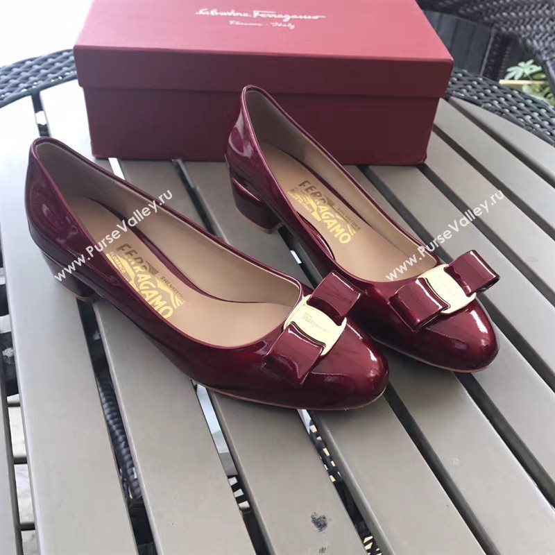 Ferragamo 3.5cm heels sandals wine paint shoes 4340