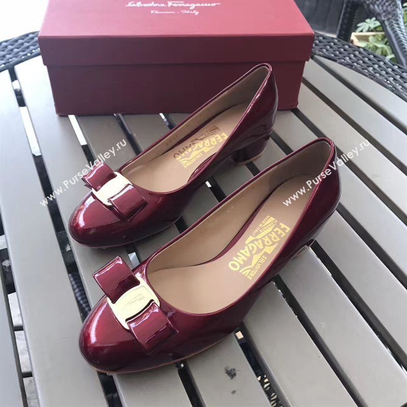Ferragamo 3.5cm heels sandals wine paint shoes 4340