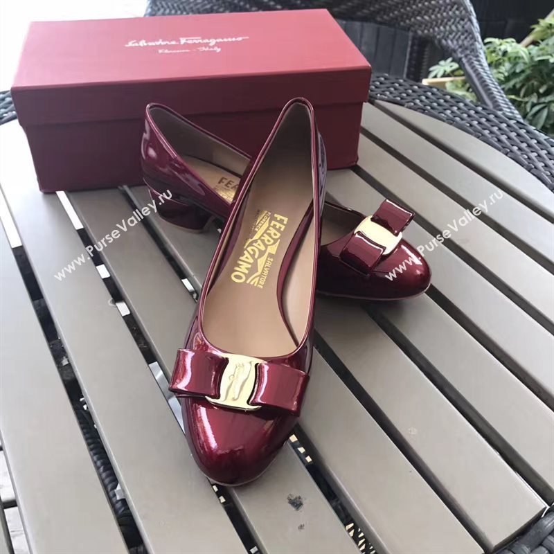 Ferragamo 3.5cm heels sandals wine paint shoes 4340