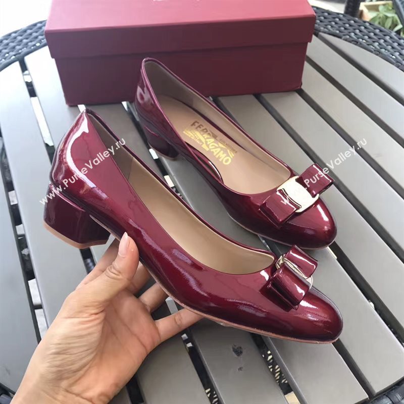 Ferragamo 3.5cm heels sandals wine paint shoes 4340