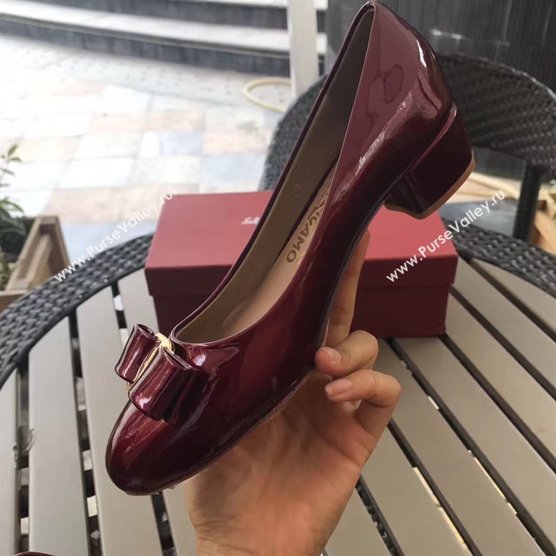 Ferragamo 3.5cm heels sandals wine paint shoes 4340