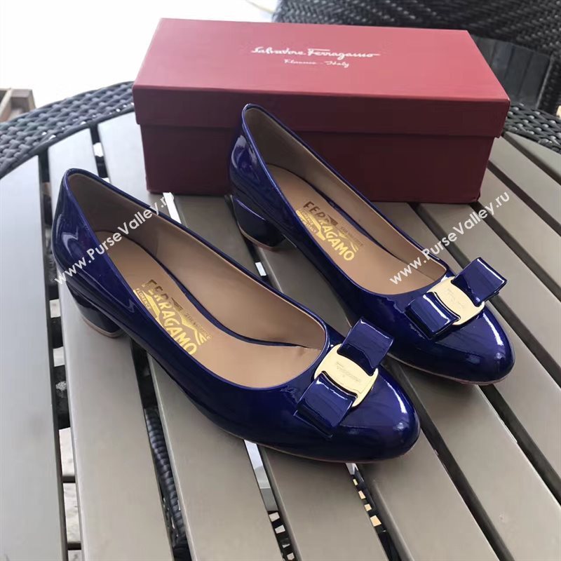 Ferragamo 3.5cm heels sandals navy paint shoes 4341