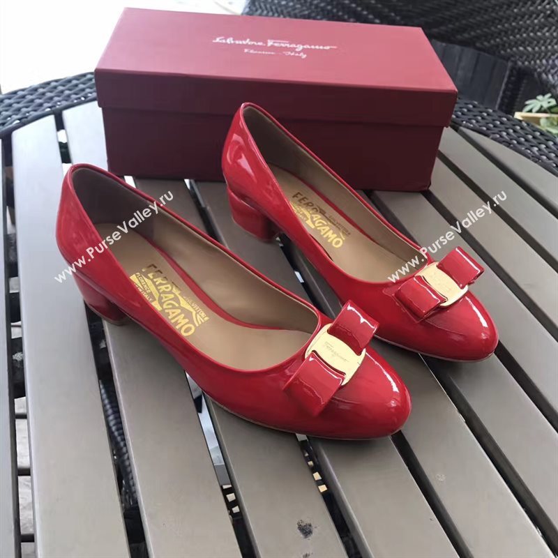 Ferragamo 3.5cm heels sandals red paint shoes 4342