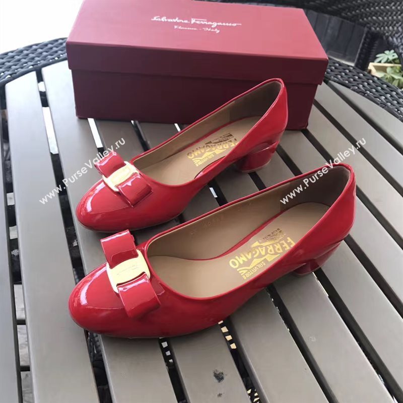 Ferragamo 3.5cm heels sandals red paint shoes 4342