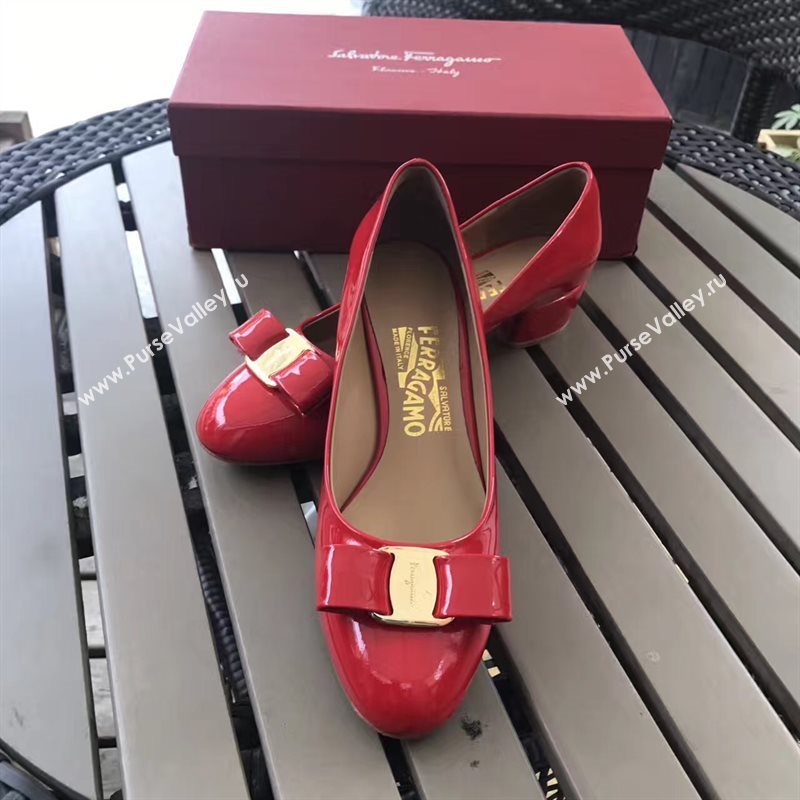 Ferragamo 3.5cm heels sandals red paint shoes 4342