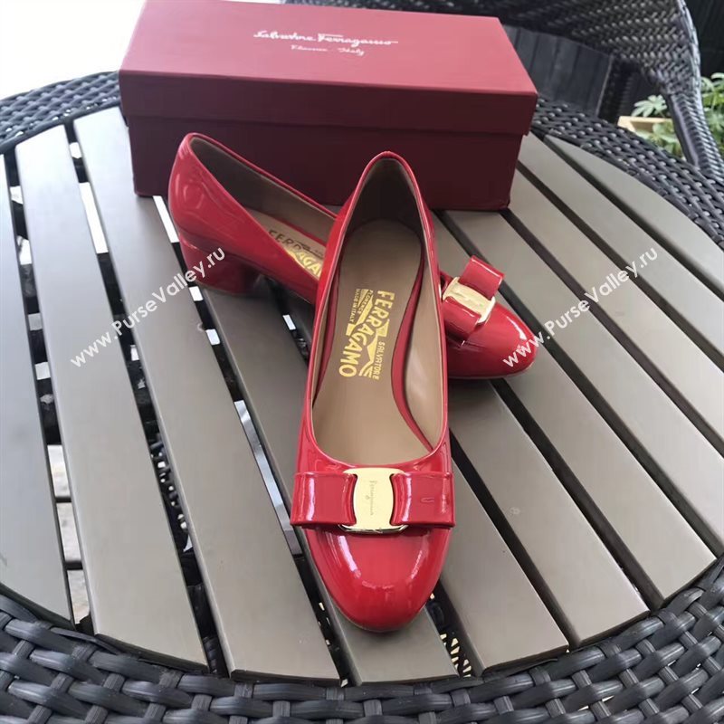 Ferragamo 3.5cm heels sandals red paint shoes 4342