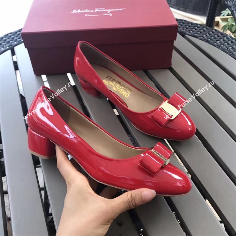 Ferragamo 3.5cm heels sandals red paint shoes 4342