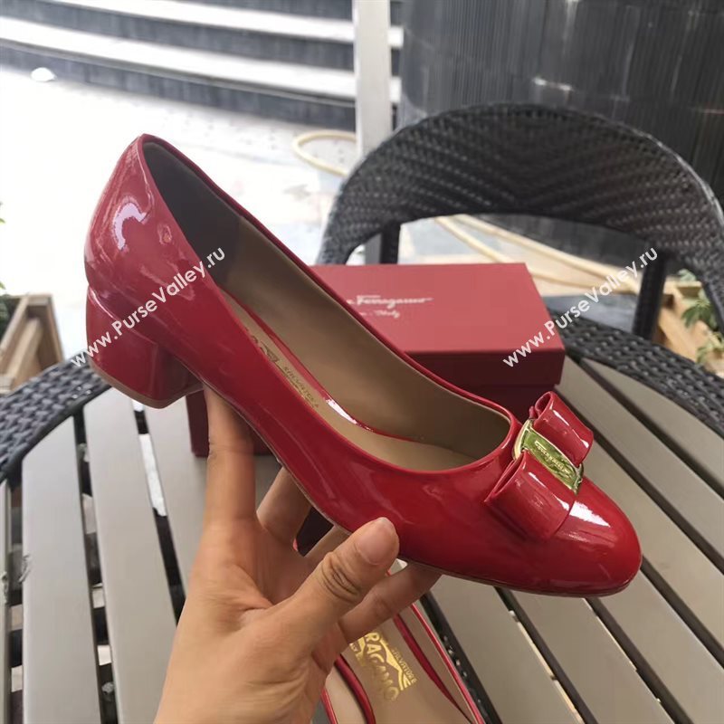 Ferragamo 3.5cm heels sandals red paint shoes 4342