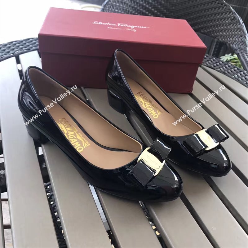 Ferragamo 3.5cm heels sandals black paint shoes 4344