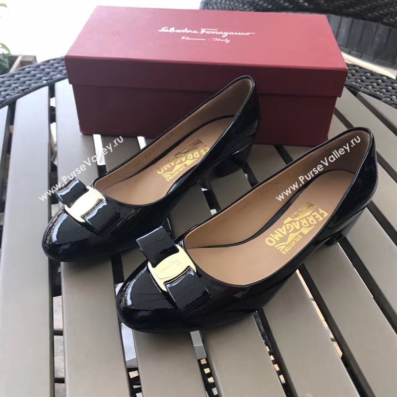 Ferragamo 3.5cm heels sandals black paint shoes 4344