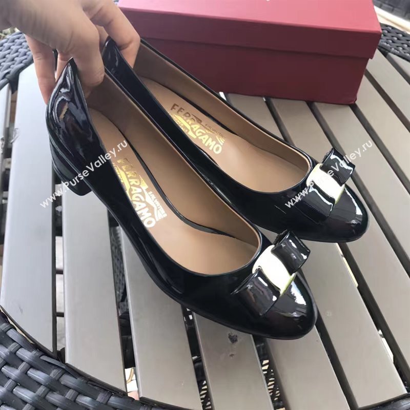 Ferragamo 3.5cm heels sandals black paint shoes 4344