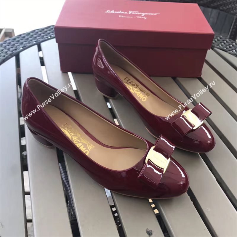 Ferragamo 3.5cm heels sandals wine paint shoes 4345